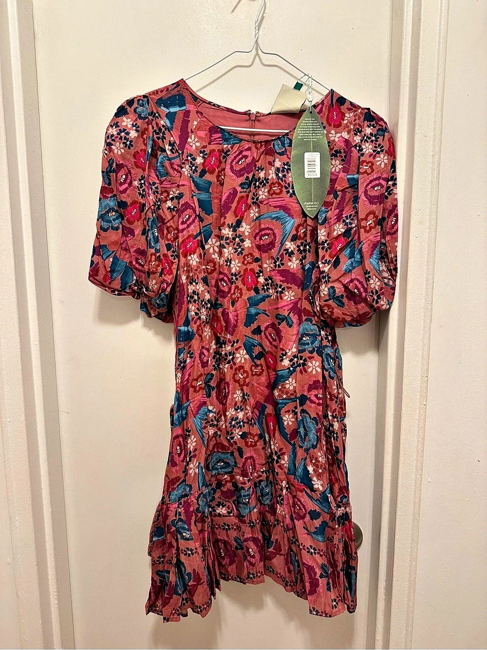 Free People Floral Mini Dress in Pink & Blue NWT